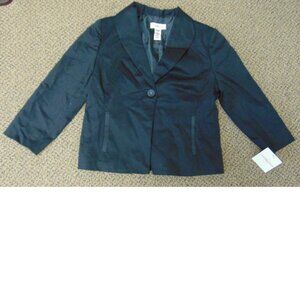 Womens Black Blazer Covington 6 Long Sleeve Button Front Lined Jacket